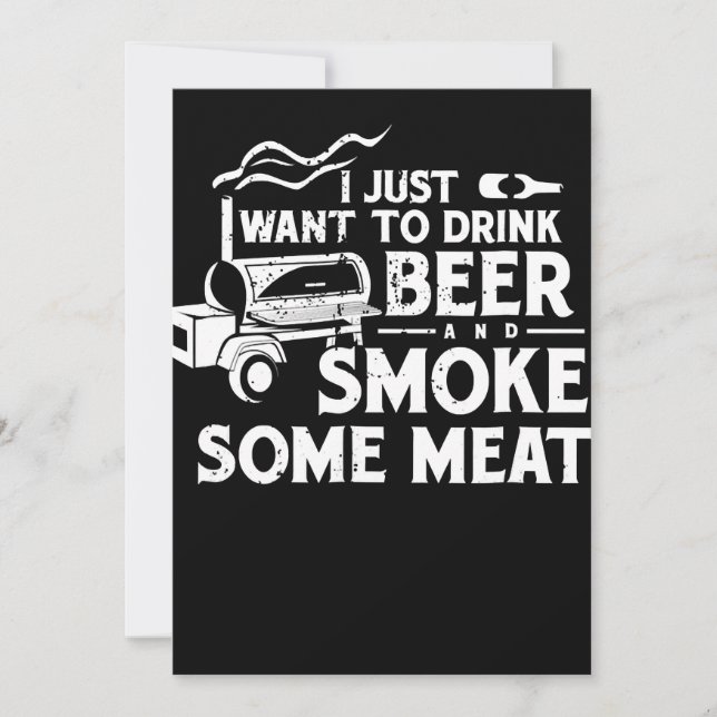 Tarjeta Festiva BBQ Fumar Pitmaster Regalo Bebe Cerveza Humo Carne (Anverso)