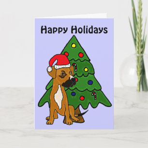 Tarjeta Festiva BC-Boxer Mix Puppy Happy Holidays Card