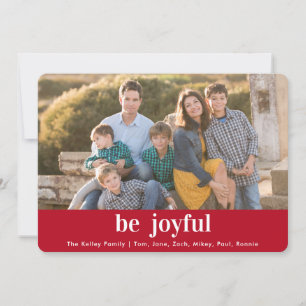Tarjeta Festiva Be Joyful Print, Newsletter on Back, Red Photo