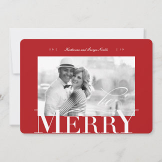 Tarjeta Festiva Be Merry Bold & Classic Typography Navidades