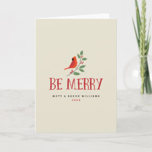 Tarjeta Festiva Be Merry Cardinal Navidades