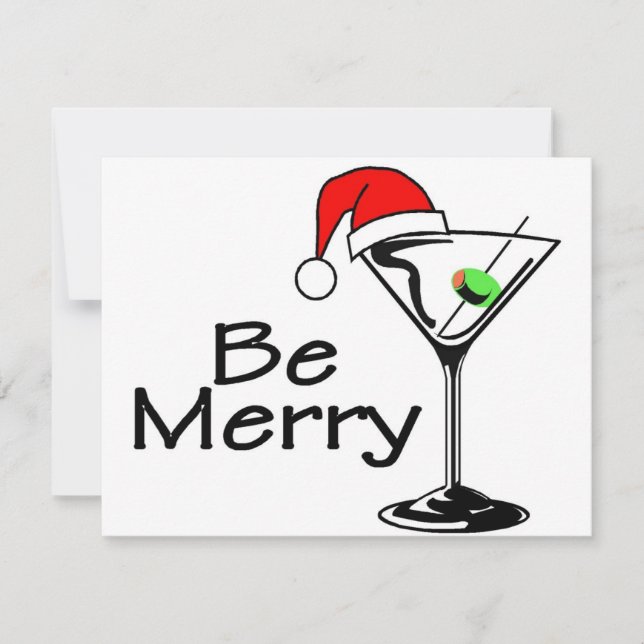Tarjeta Festiva Be Merry Christmas Martini (Anverso)