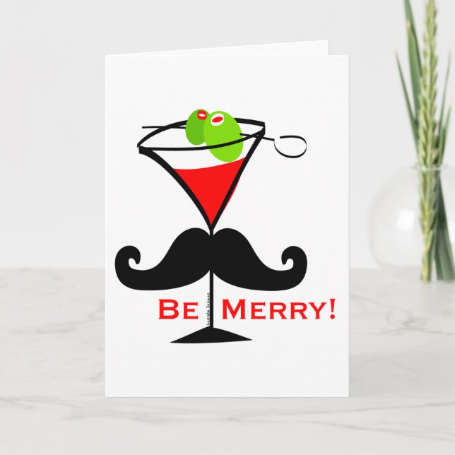 Tarjeta Festiva Be Merry Mustache (Anverso)