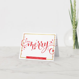 Tarjeta Festiva BE MERRY whimsical feriado saludar la frontera de