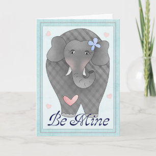 Tarjeta Festiva Be Mine Elephant El día de San Valentín Card d1