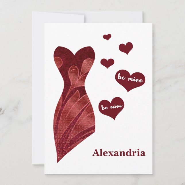 Tarjeta Festiva Be Mine Funny Valentines Burgundy Bridesmaid (Anverso)