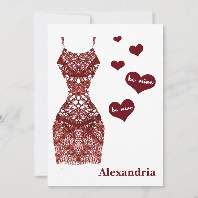 Tarjeta Festiva Be Mine Funny Valentines Burgundy Lace Bridesmaid (Anverso)