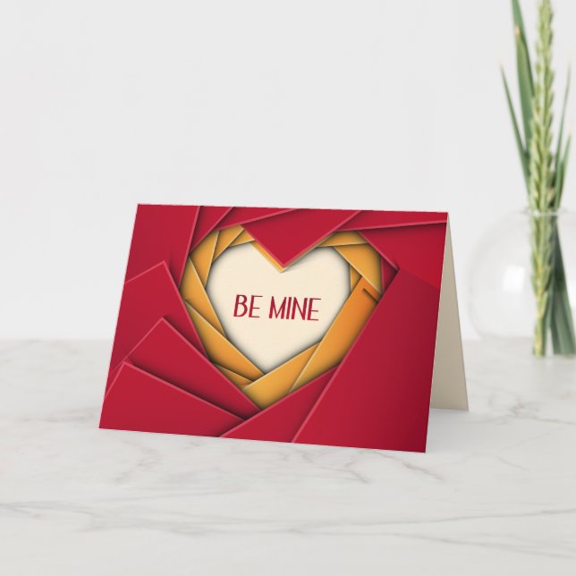 Tarjeta Festiva Be Mine Geometric Heart (Anverso)