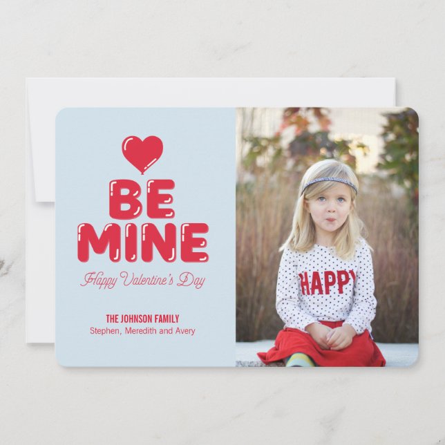Tarjeta Festiva Be Mine Heart Balloon Letter Photo Valentine Card (Anverso)