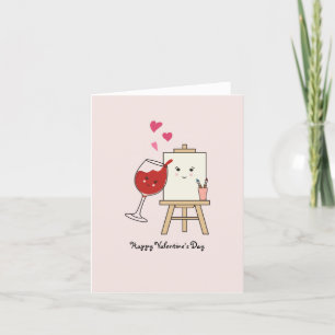 Tarjeta Festiva Be Mine Valentards Wine And Paint Cute Card