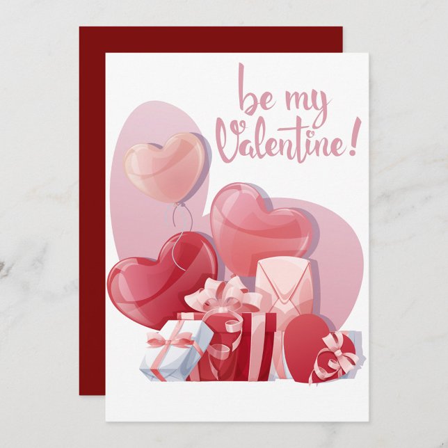 Tarjeta Festiva Be Mine Valentine Flat Holiday Card (Be My Valentine Holiday Card!)
