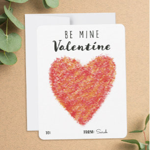 Tarjeta Festiva Be Mine Valentine Ilustracion de corazón rojo