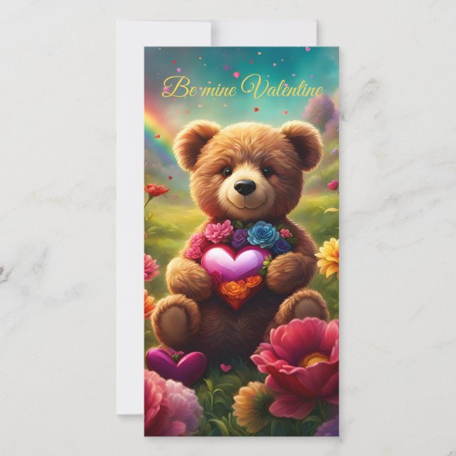 Tarjeta Festiva Be mine Valentine Teddy 1 (Anverso)