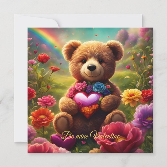 Tarjeta Festiva Be mine Valentine Teddy 1 (Anverso)