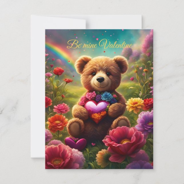 Tarjeta Festiva Be mine Valentine Teddy 1 (Anverso)