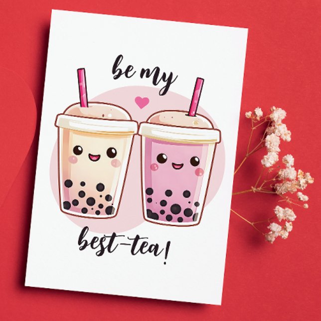 Tarjeta Festiva Be My Best Tea Galentines (Looking for the perfect Valentine's card for your iced tea-obsessed bestie? Here it is...tea-riffic!)