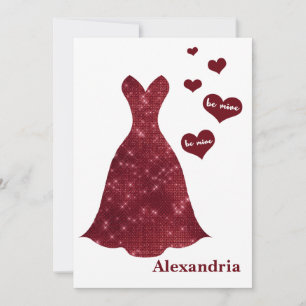 Tarjeta Festiva Be My Bridesmaid Valentine Burgundy Vress Sparkle