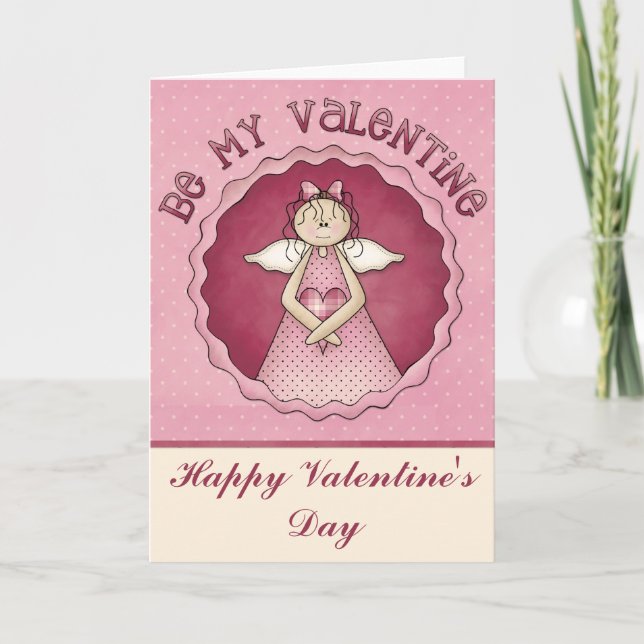 Tarjeta Festiva Be My Valentine Angel Happy Valentine Day Card 2 (Anverso)