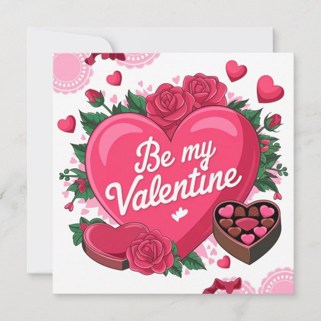 Tarjeta Festiva Be my Valentine floral (Anverso)
