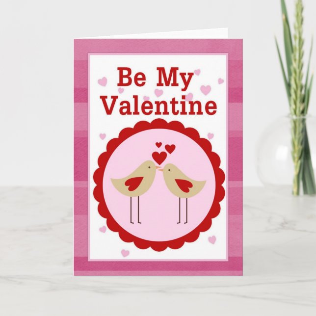 Tarjeta Festiva Be my Valentine Love Birds Greaming Card d1 (Anverso)