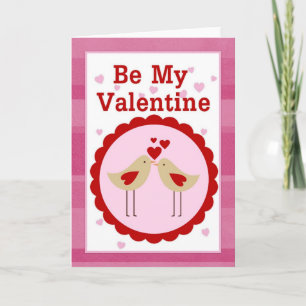 Tarjeta Festiva Be my Valentine Love Birds Greaming Card d1
