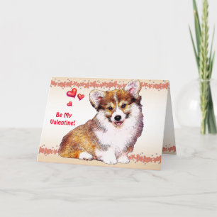 Tarjeta Festiva Be my Valentine Welsh Corgi