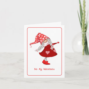 Tarjeta Festiva Be My Valentines Chica gnome