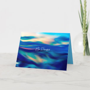Tarjeta Festiva Be Peacetiful Beautiful Blue Abstract Art v2