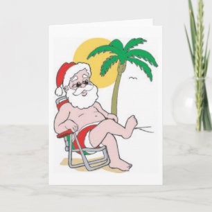 Tarjeta Festiva Beach Bound Santa