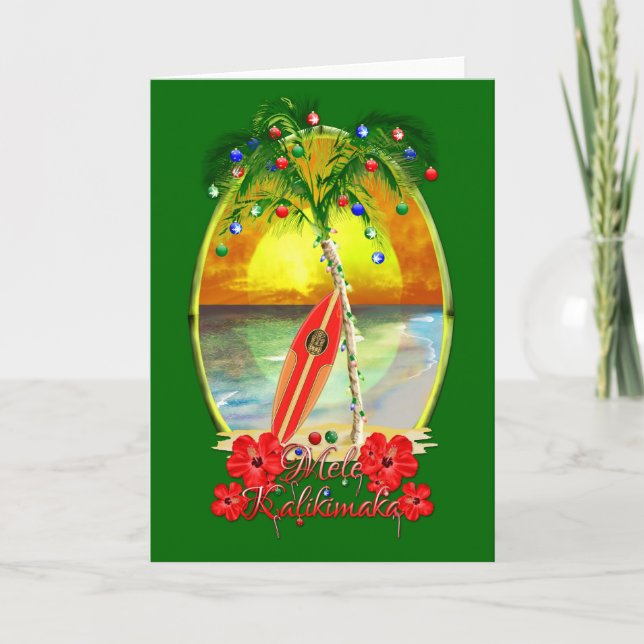 Tarjeta Festiva Beach Mele Kalikimaka (Anverso)
