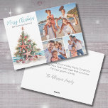 Tarjeta Festiva Beach Merry Christmas Family Photo<br><div class="desc">Elegante tarjeta de vacaciones personalizada Beach Merry navideña Collage de fotos familiar Shell Árbol de Navidad. Celebra la temporada con un toque de encanto en esta tarjeta horizontal de vacaciones con una única concha de mar y un árbol de Navidad de pez estrella junto a espacios para tres fotos familiares...</div>