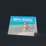 Tarjeta Festiva Beach Tropical Snowman Sand Happy Holidays Card<br><div class="desc">Beach Tropical Snowman Sand Happy Holidays Card. Haga clic en el botón "Personalizar" y agregue un mensaje personalizado. Consulte nuestros sellos de correo de vacaciones para encontrar una manera elegante de enviar sus tarjetas.</div>