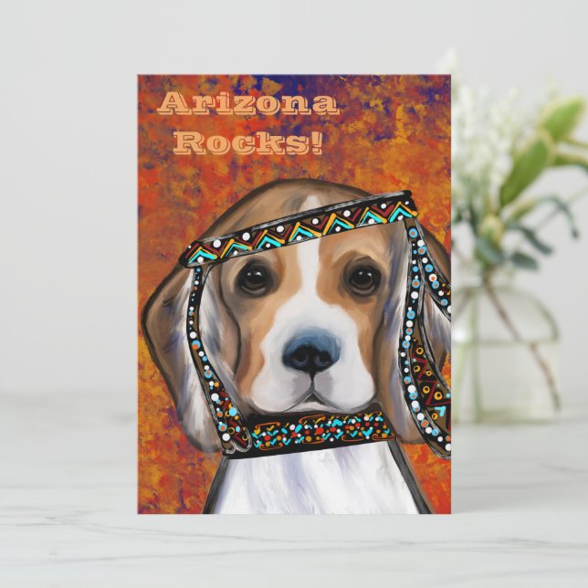 Tarjeta Festiva Beagle      (Anverso de pie)