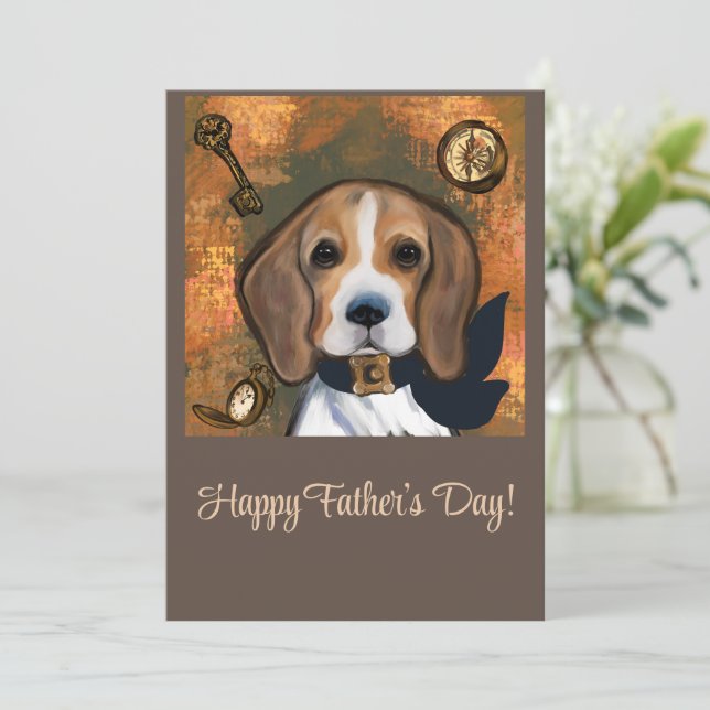 Tarjeta Festiva Beagle       (Anverso de pie)