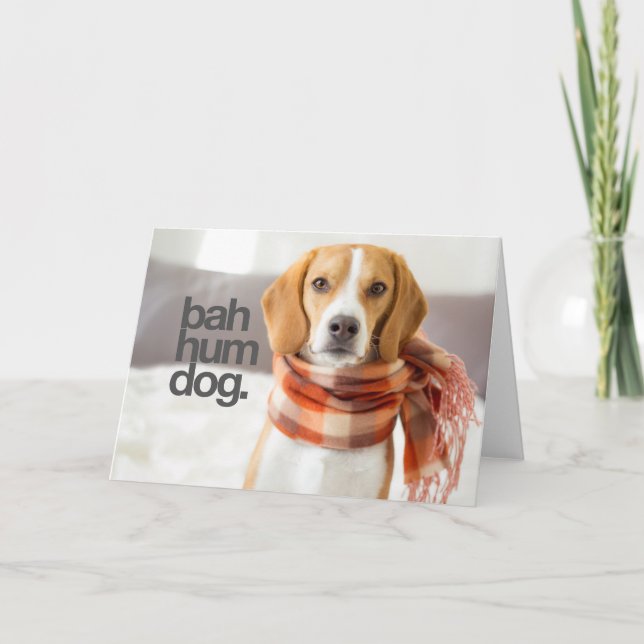 Tarjeta Festiva Beagle "Bah Hum Dog" (Anverso)