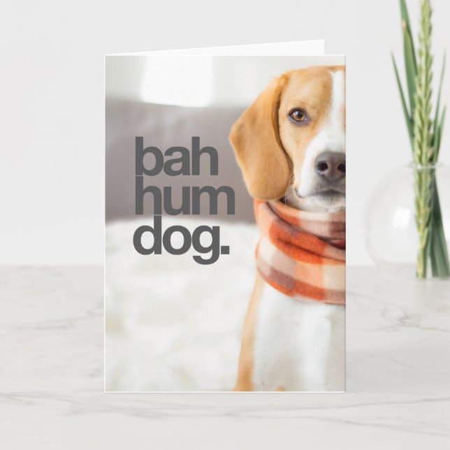 Tarjeta Festiva Beagle "Bah Hum Dog" (Anverso)