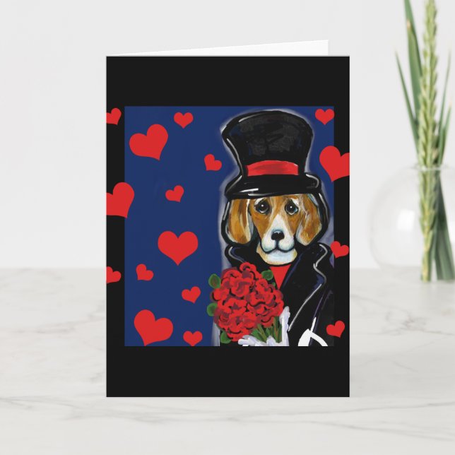 TARJETA FESTIVA BEAGLE DE SAN VALENTÍN (Anverso)