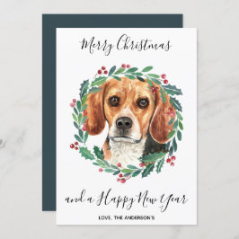 Tarjeta Festiva Beagle Dog Elegant Merry Christmas