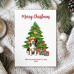 Tarjeta Festiva Beagle Dog Family Navidades