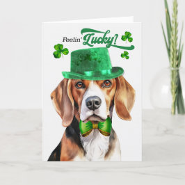 Tarjeta Festiva Beagle Dog Feelin' Lucky St Patrick's Day