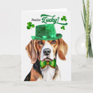 Tarjeta Festiva Beagle Dog Feelin' Lucky St Patrick's Day