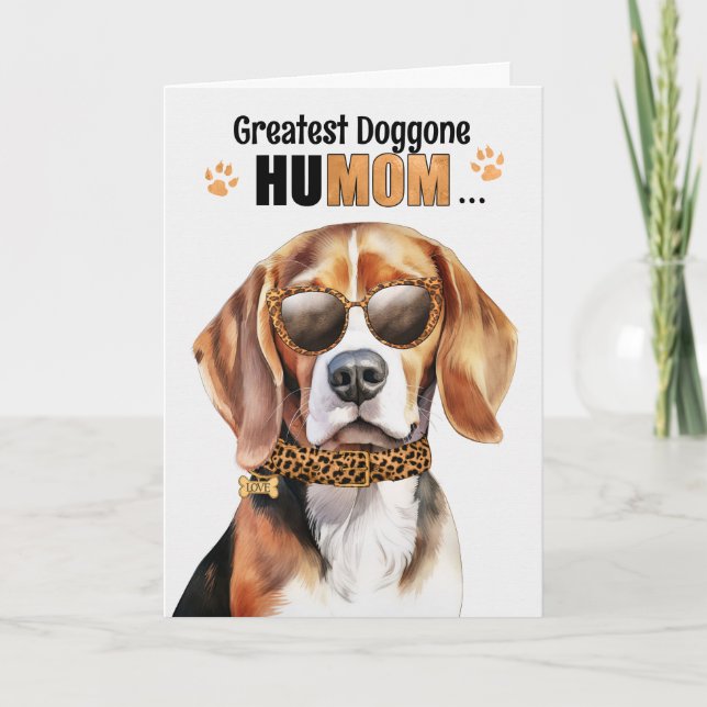Tarjeta Festiva Beagle Dog Greatest HuMOM Mother's Day (Anverso)
