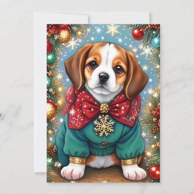 Tarjeta Festiva Beagle Dog Navidades festivos Sweater (Anverso)