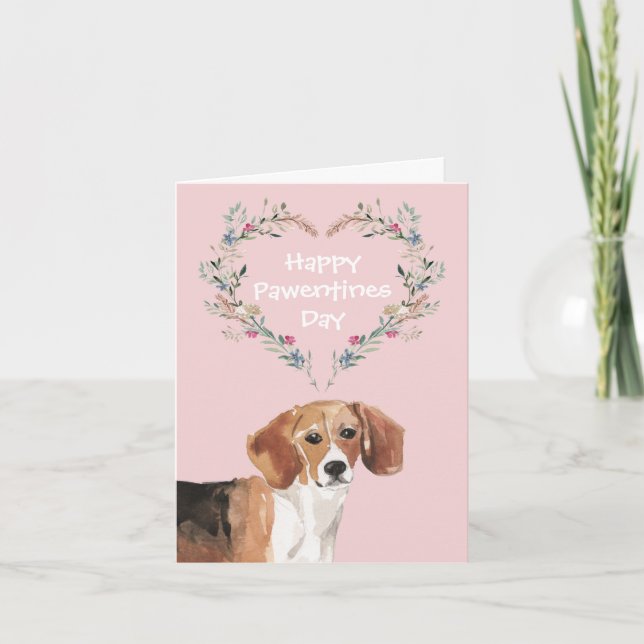 Tarjeta Festiva Beagle Dog Valentines (Anverso)