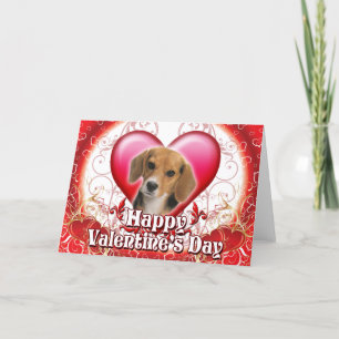 Tarjeta Festiva Beagle feliz del día de San Valentín