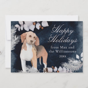 Tarjeta Festiva Beagle Happy Holidays Personalizado acuarela