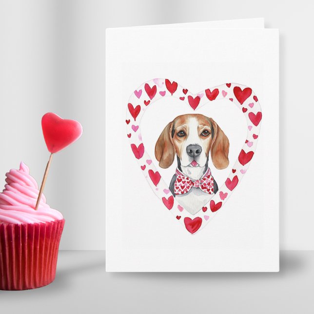 Tarjeta Festiva Beagle Has robado mi corazón San Valentín personal (Beagle love heart frame dog theme romantic cute vday dog mom card for anniversary and valentines day)