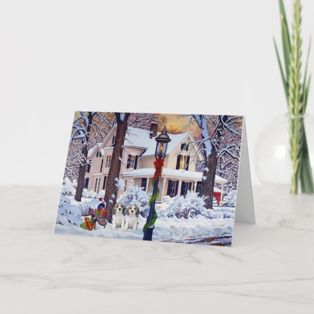 Tarjeta Festiva Beagle Mail Box Christmas Card (Anverso)
