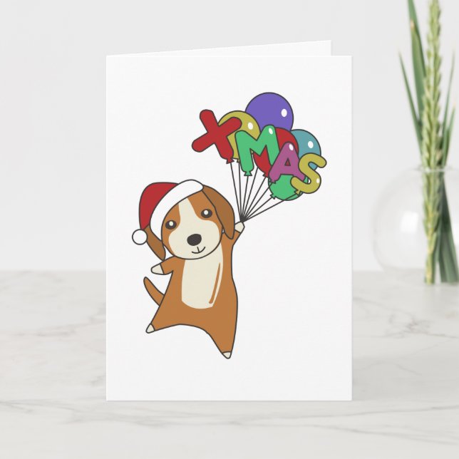 Tarjeta Festiva Beagle Merry Christmas Winter Animal Dog Adulto Cl (Anverso)