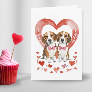 Tarjeta Festiva Beagle Mom Día de San Valentín Dog Love Heart Boni